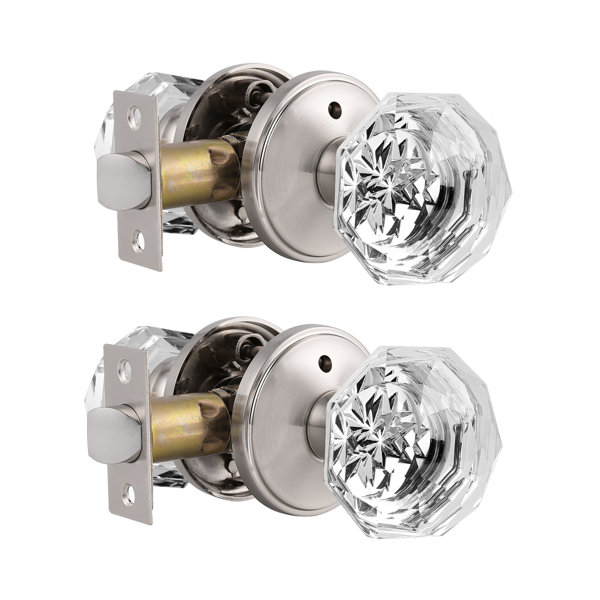 Probrico Crystal Round Privacy Door Knobs for Bedroom and Bathroom Door